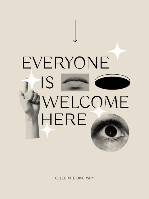 Designvorlage Compassionate Phrase About Diversity With Stars für Poster US