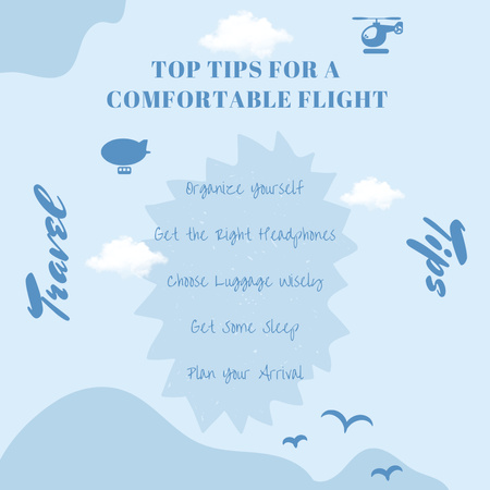 Comfortable Flight Travel Tips Instagram Design Template