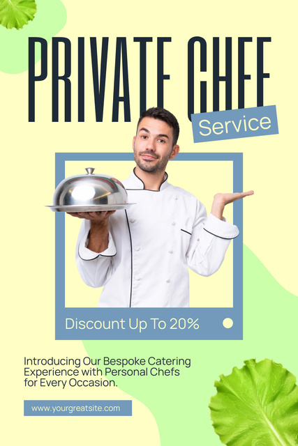 Catering Services Offer with Private Chef Pinterest Šablona návrhu