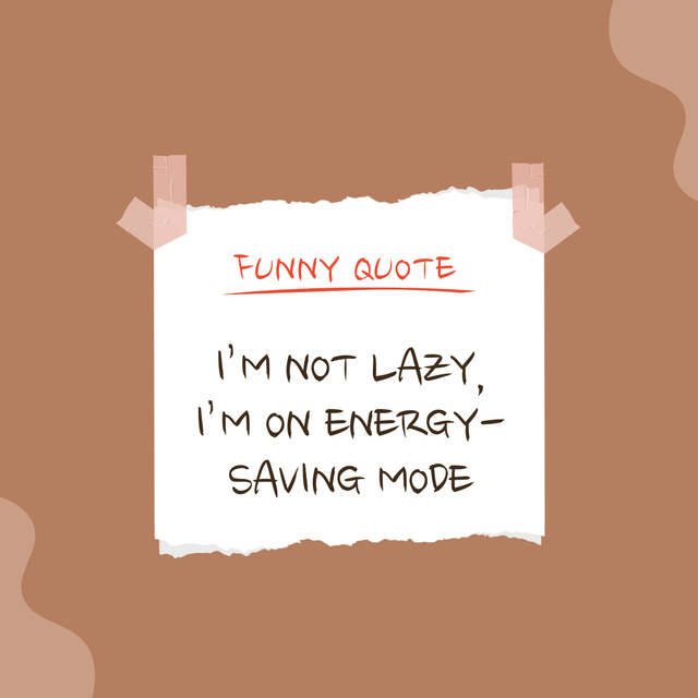 Funny Quote about Laziness on Paper Note Instagram – шаблон для дизайна