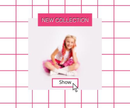 New Kids Collection Announcement with Stylish Little Girl Medium Rectangle tervezősablon