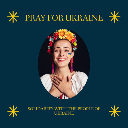 Mladá dívka v tradičním ukrajinském kostýmu Instagram Šablona návrhu