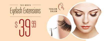 Eyelash Extensions Offer with Tender Woman Facebook cover Design Template