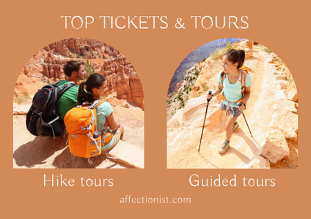 Guided Hiking Offer with Tourists Poster B2 Horizontalデザインテンプレート