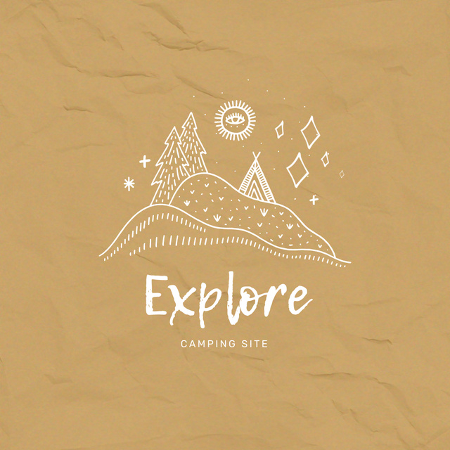 Travel Tour Offer with Mountain and Trees Illustration Animated Logo Πρότυπο σχεδίασης