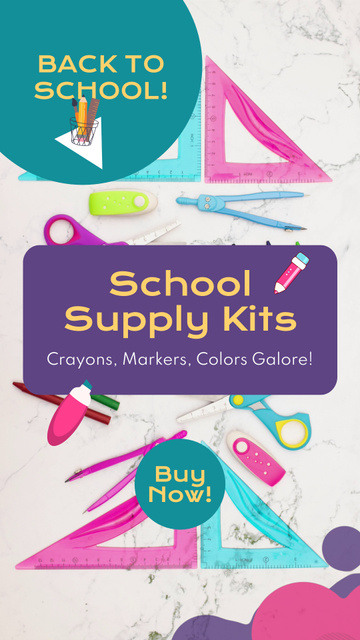 Ontwerpsjabloon van TikTok Video van Colorful School Supply Kits Offer