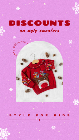 Winter Sale with Cute Festive Sweater Instagram Story Tasarım Şablonu