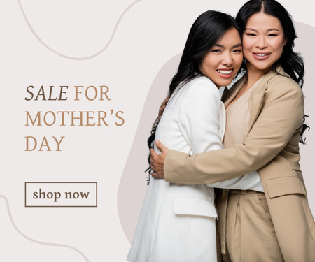 Ontwerpsjabloon van Medium Rectangle van moederdag verkoop aankondiging met stijlvolle vrouwen