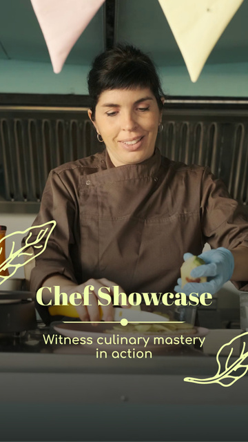 Ontwerpsjabloon van TikTok Video van Masterful Chef Culinary Showcase In Fast Restaurant