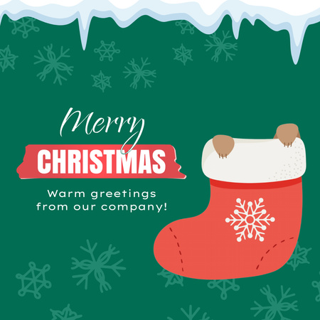 Plantilla de diseño de Saludos navideños con un lindo perezoso en calcetín Animated Post 