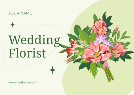 Wedding Florist Offer with Bridal Bouquet Postcard 5x7in Design Template