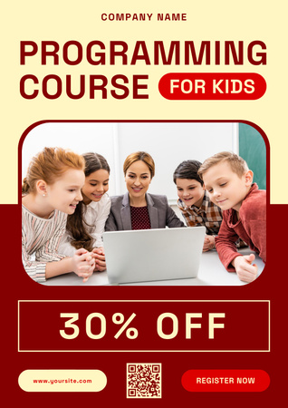Ontwerpsjabloon van Poster van Aankondiging van de programmeercursus voor kinderen