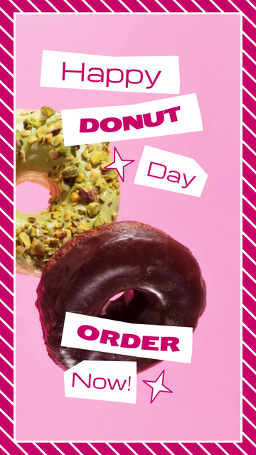 Wishing Happy Donuts Day With Glazed Donuts Order TikTok Video Tasarım Şablonu