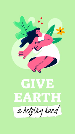Designvorlage Girl cares about Planet für Instagram Video Story