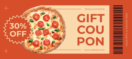Gift Voucher for Pizza Discount Coupon 3.75x8.25in Design Template