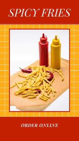 Street Food Ad with French Fries and Sauces Instagram Story Tasarım Şablonu