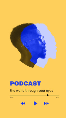 Podcast Topic Announcement with Guy's Silhouette Instagram Story Tasarım Şablonu