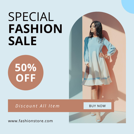 Ontwerpsjabloon van Instagram van Special Clothing Sale Offer with Woman in Fancy Dress