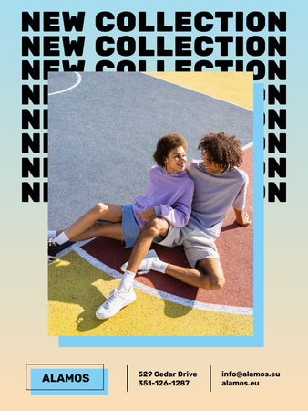Template di design Annuncio della nuova collezione con coppia alla moda Poster 36x48in
