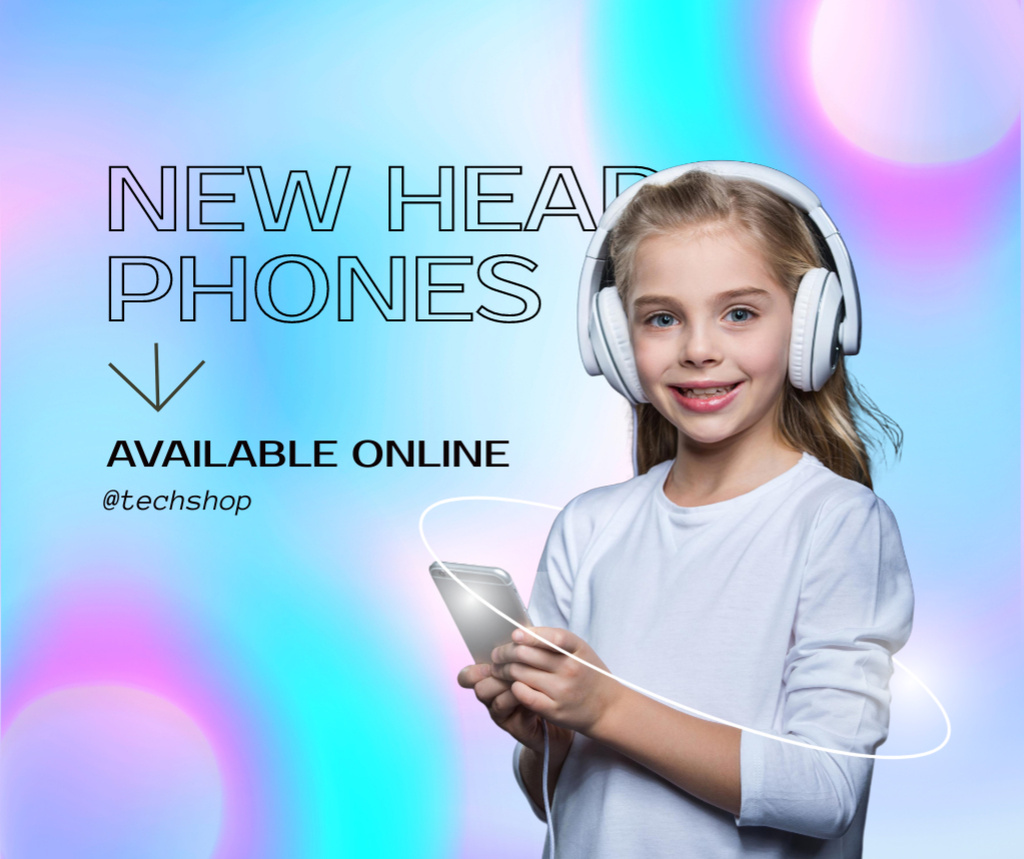 Online Order Offer New Headphones Facebookデザインテンプレート