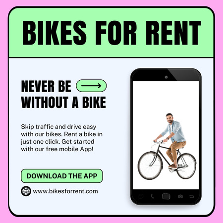 Modèle de visuel Téléchargez l'application pour louer un vélo - Instagram AD