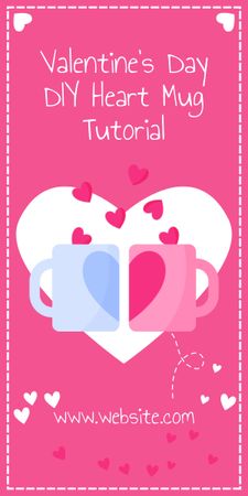 Happy Valentine's Day Greeting with Cute Cups Graphic Design Template