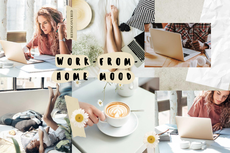Cozy Workplace at home Mood Board Design Template