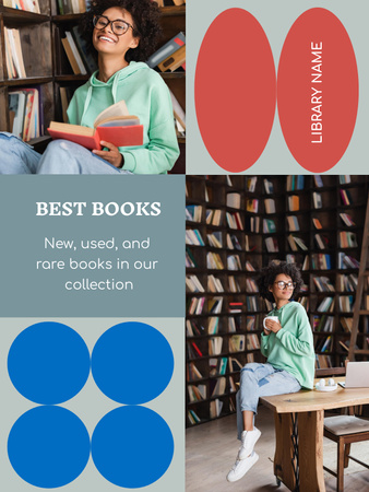 Best Books Ad with Woman is reading Poster US Design Template