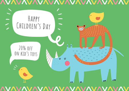 Happy Children's Day Toys Sale Card Design Template