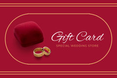 Wedding Store Ad with Golden Rings Near Red Gift Box