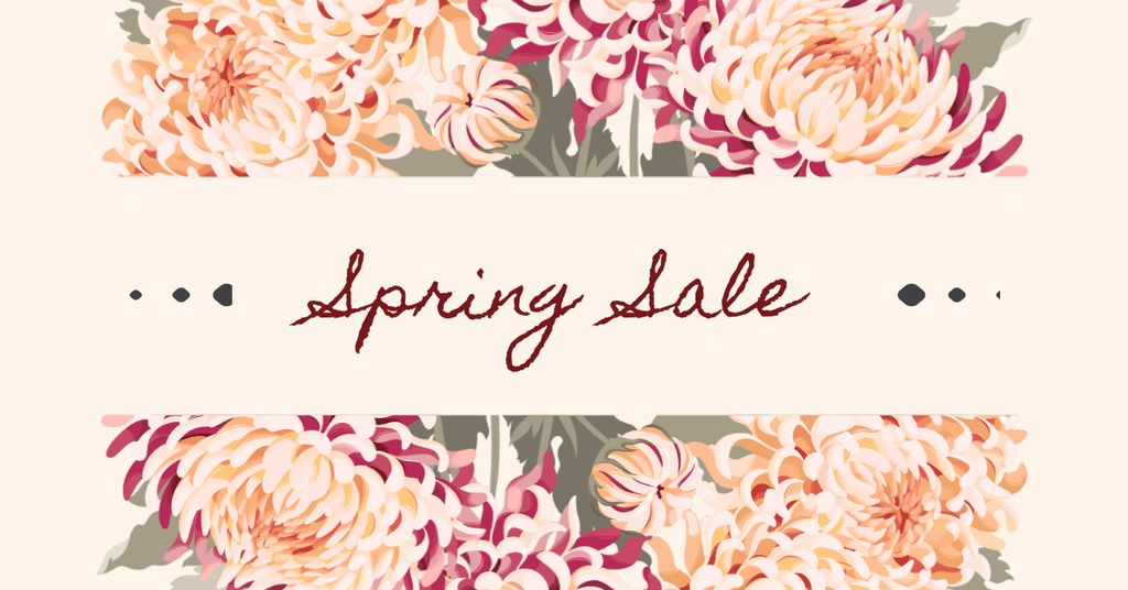 Spring Sale Announcement with Tender Peonies Facebook AD Design Template