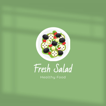 Fresh Salad Emblem Logo 1080x1080px Design Template