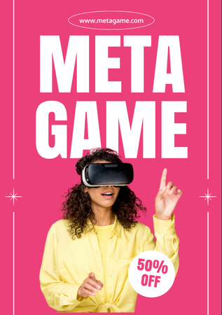 Designvorlage Frau in Virtual Reality Brille für Flyer A7