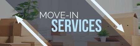 Designvorlage move-in services poster für Twitter