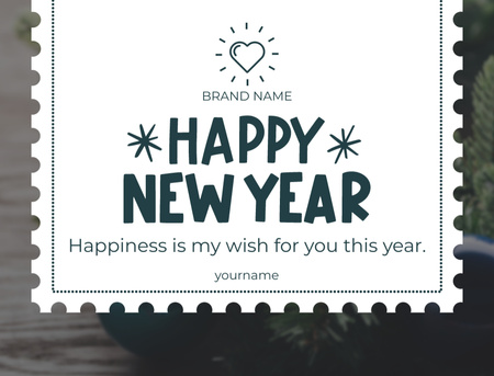 New Year Minimalistic Greeting Postcard 4.2x5.5in Design Template