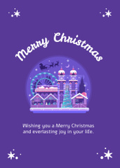 Christmas Holiday Wishes with Winter Town in Violet