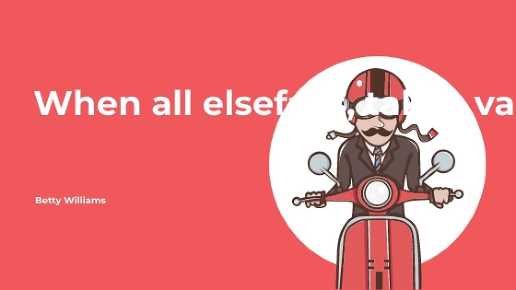 Designvorlage Vacation Quote Man on Motorbike in Red für Title