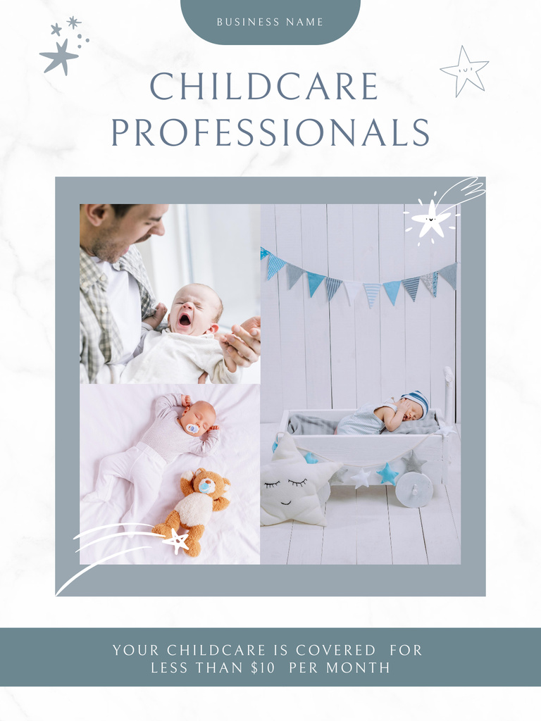 Get Evening Babysitting Services Here Poster US – шаблон для дизайна