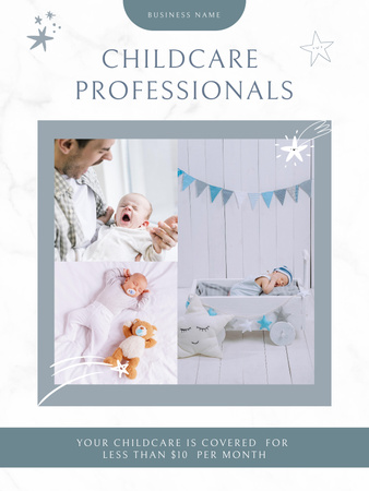 Happy Father Holding Newborn Baby Poster US Design Template