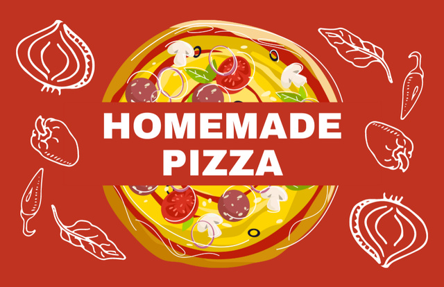 Homemade Pizza Sketch Business Card 85x55mmデザインテンプレート