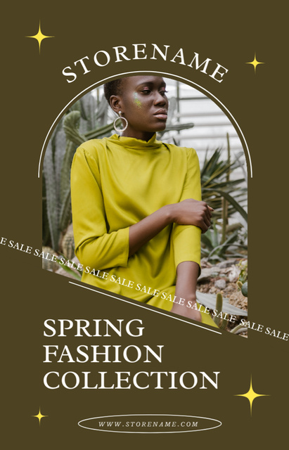Fashion Spring Collection Sale with Beautiful African American Woman IGTV Cover Design Template
