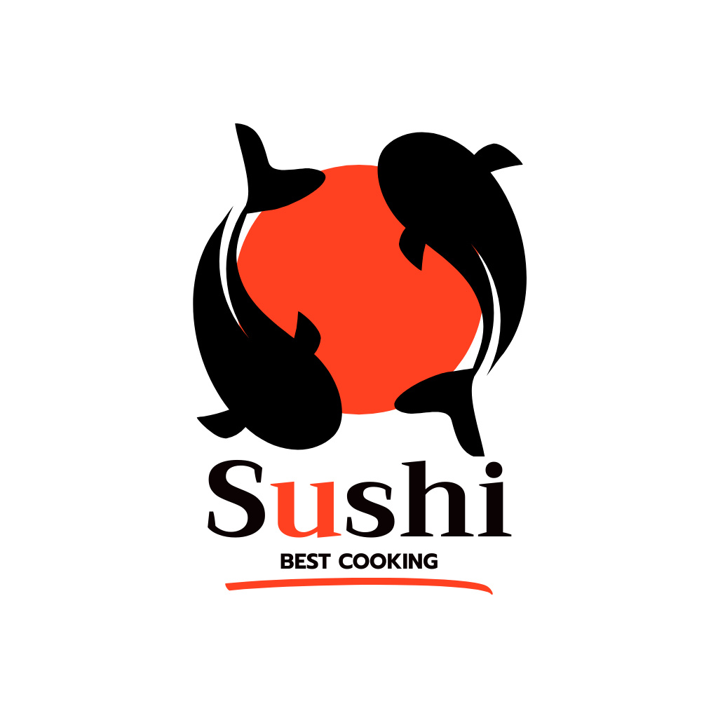 Best sushi logo with fish Logo Design Template