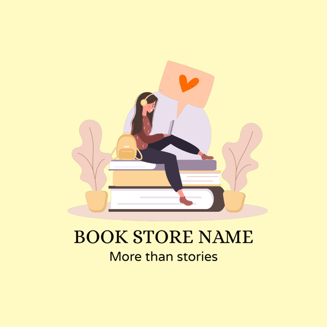 Books Shop Promotion With Illustration Animated Logoデザインテンプレート