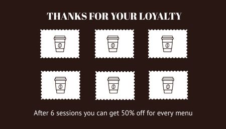 Coffee Shop Discount Loyalty Brown Business Card US Design Template