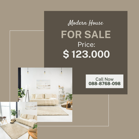 Platilla de diseño Collage with Bargain Price Offer for Modern House Instagram