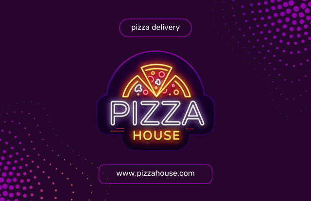 Designvorlage Neon Pizzeria Emblem für Business Card 85x55mm