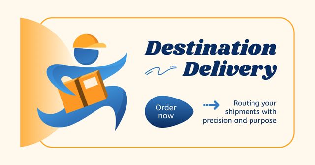 Plantilla de diseño de Courier Delivery of Goods and Orders Facebook AD 