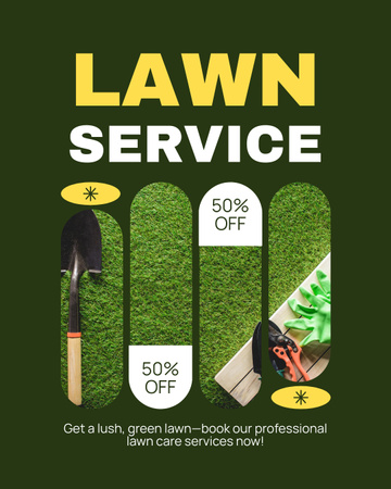 Modèle de visuel Forfaits de services de pelouse professionnels avec offre à moitié prix - Instagram Post Vertical