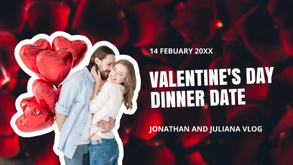 Valentine's Day Dinner Invitation Youtube Thumbnailデザインテンプレート