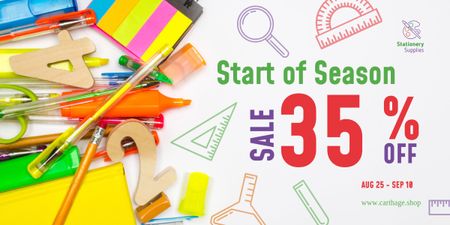 Back to School Sale Stationery on White Image Design Template